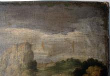 Detalle dos repintes mal aplicados e escurecidos