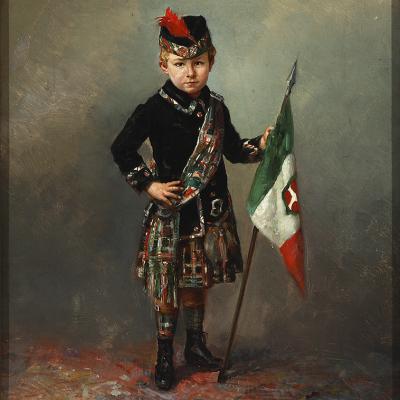 niño con traje escocés